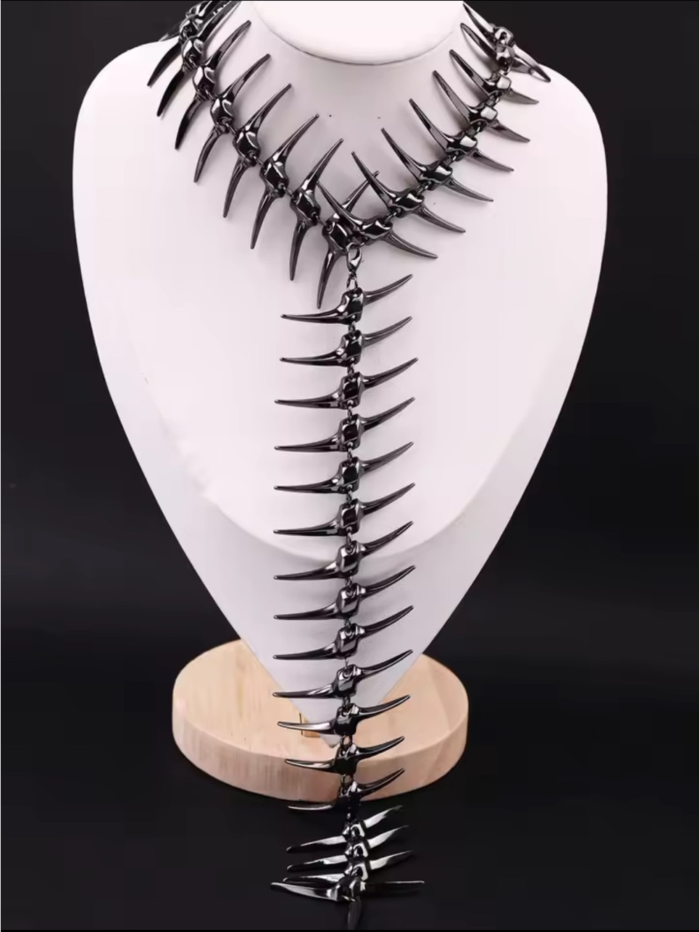 Gothic Spike Black Statement Necklace